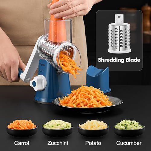Geedel Rotary Cheese Grater Hand Crank, Cheese Shredder Vegetable Slicer - Image 3