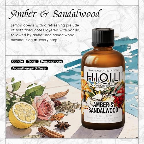 HIQILI Amber & Sandalwood Fragrance Oil for Diffuser, Candle & Soap - Image 2
