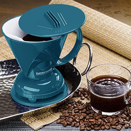 Coffee Dripper | Large 18 oz | Peacock Blue | BPA-Free | 100 Filters