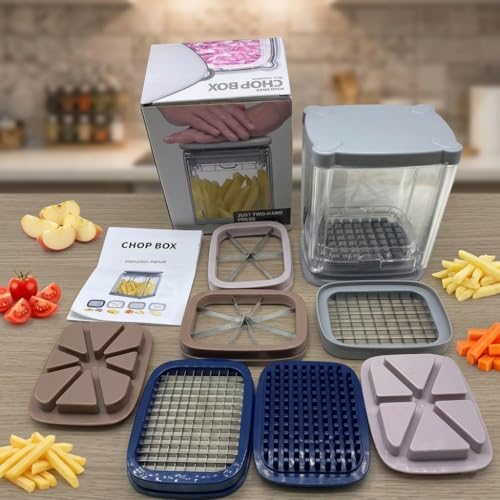 1PCS Vegetable Chopper Dicer + 1PCS Cleaning Brush, Stainless Steel Blade Food Dicer Cutter for Potato Onion Carrot, Manual Kitchen Chopper - Image 6