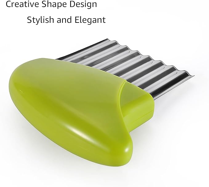 Crinkle Cutter, Stainless Steel Waffle Fry Cutter, Wavy Chopper for Veggies Potato Carrots Butter Lettuce, 2 PCS(Green and Blue)