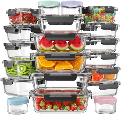 40 PCS Glass Food Storage Containers with Lids