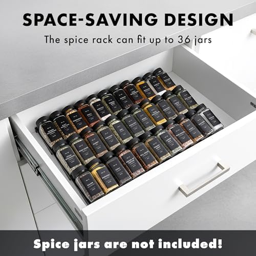 Spice Drawer Organizer, Expandable Spice Rack for Drawer Black