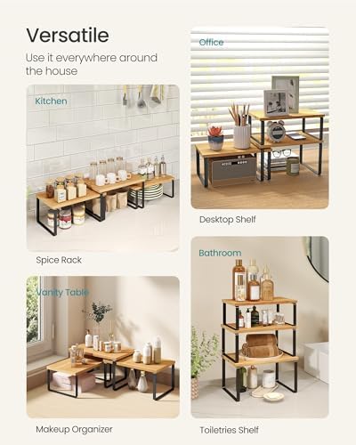 Cabinet Organizer Shelf, Set of 3 Spice Rack, Kitchen Storage
