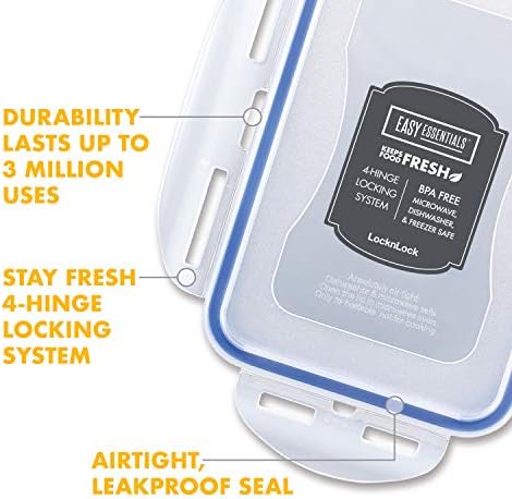 LOCK & LOCK Easy Essentials Food Storage with Flip Lid/Airtight container, BPA Free, 14.3-Cup, Clear