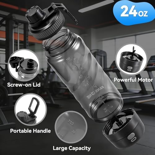 FANS-ONE Electric Protein Shaker Bottle, 24 oz Shaker Cups-No Clumps, Black - Image 5