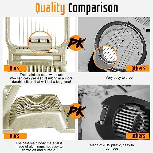 Multipurpose Heavy Duty Aluminium Egg Slicer, Stainless Steel Wire, Gold - Image 3