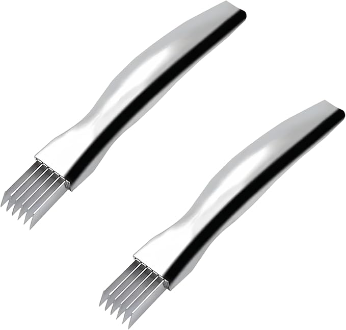 2Pcs Shred Silk the Knife Stainless Steel, Stainless Steel Onion Cutter, Ergonomic Onion Slicer, Onion Blossom Cutter, Kitchen Tools for Slicing and Dicing Onions, Seasoning and Spice Choppers