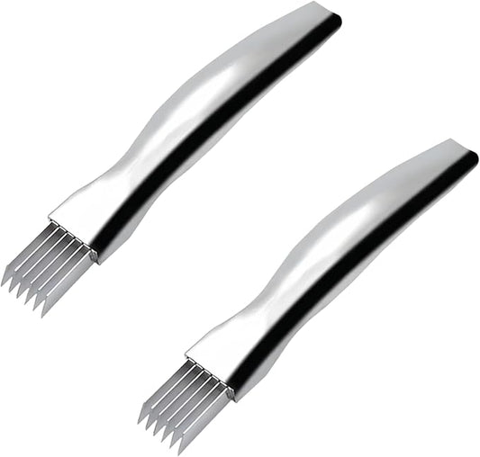 2Pcs Shred Silk the Knife Stainless Steel, Stainless Steel Onion Cutter, Ergonomic Onion Slicer, Onion Blossom Cutter, Kitchen Tools for Slicing and Dicing Onions, Seasoning and Spice Choppers