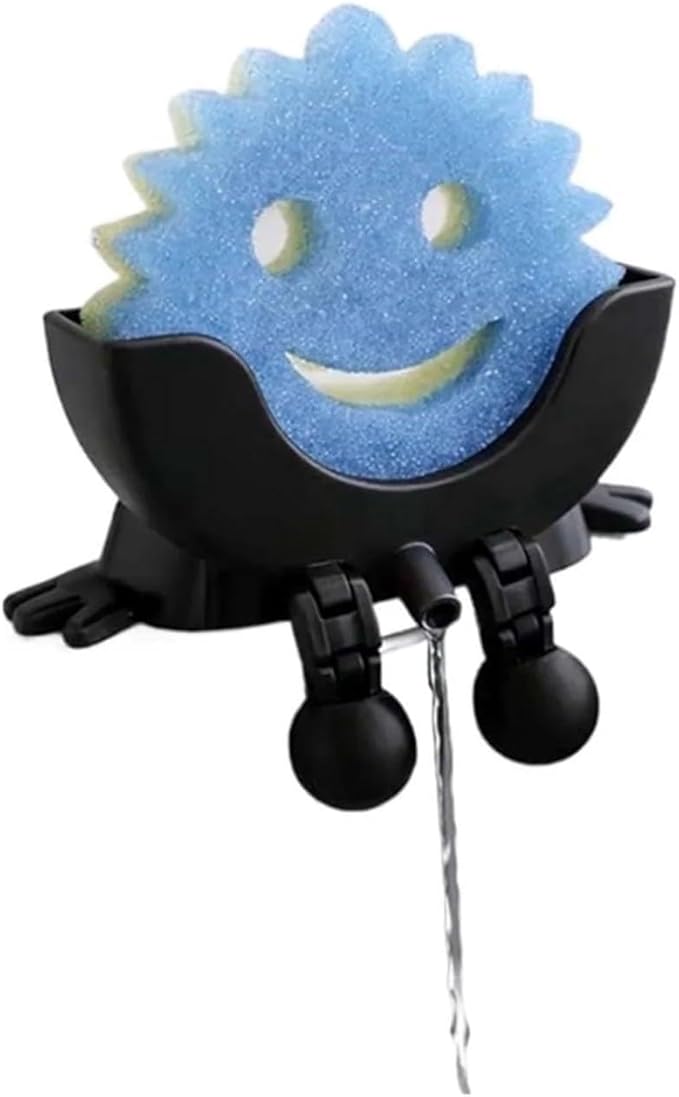 Cute Hanging Sponge Holder with Drainage, Peeing Scrub Sponge Holder, Ponge Holder for Kitchen Sink, Funny Sponge Stand for Kitchen Sink, 3D Printing Countertop Sponge Holders (Black)