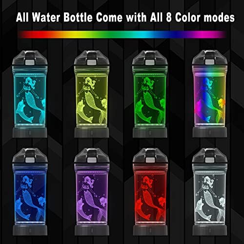 Light Up Kids Water Bottle with 3D Mermaid Design- 14 OZ Tritan BPA Free Eco-Friendly - Cool Drinking Cups Gift for School Kids Boy Girl Child Christmas Holiday