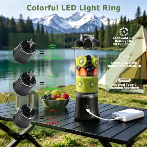 CC Store Portable Blender 20 Oz with USB-C Rechargeable Design, Black - Image 5