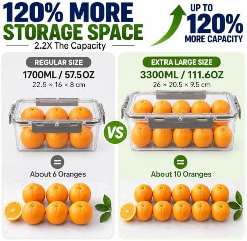 3Pcs Rectangular Airtight Fruit Storage Containers for Fridge