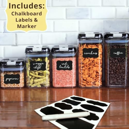 Airtight Food Storage Containers with Lids – 7 Piece Assorted Size Kitchen Pantry Organization Set, BPA-Free Clear Plastic, Stackable Containers for Cereal, Flour, Sugar, Rice, Snacks