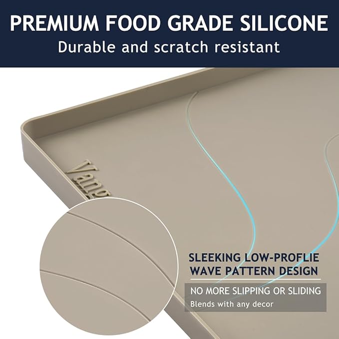 Heavy Duty Silicone Under Sink Mats for Kitchen Waterproof 37" x 22", Extra Thick Under Sink Rubber Mat Drip Tray, Raised Edge Under Sink Liner,Prevent Drips, Leaks, Spills,Brown