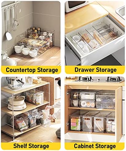 3 Pack Refrigerator Organizer Bins with Pull-out Drawer Stackable Clear Fridge Drawer Organizer Fruit Vegetable Storage Containers for Kitchen Pantry Organization (1 Large+2 Small)