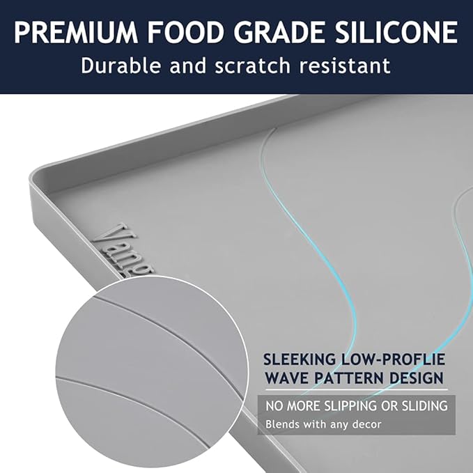 Heavy Duty Silicone Under Sink Mats for Kitchen Waterproof 34" x 19", Extra Thick Under Sink Rubber Mat Drip Tray, Raised Edge Under Sink Liner,Prevent Drips, Leaks, Spills,Grey