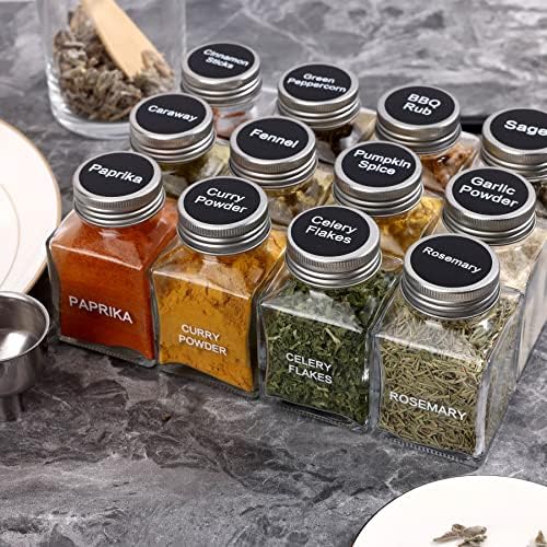 Spice Jars with 372 Labels, 49 Pcs 4.5 oz Glass Seasoning Containers