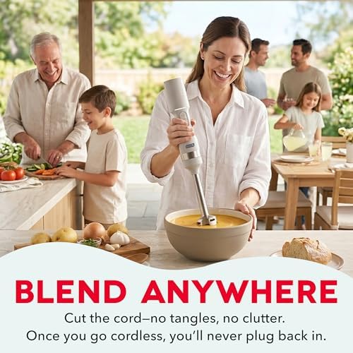 Dash Cordless Immersion Blender, Stainless Steel Blades, French Grey - Image 3