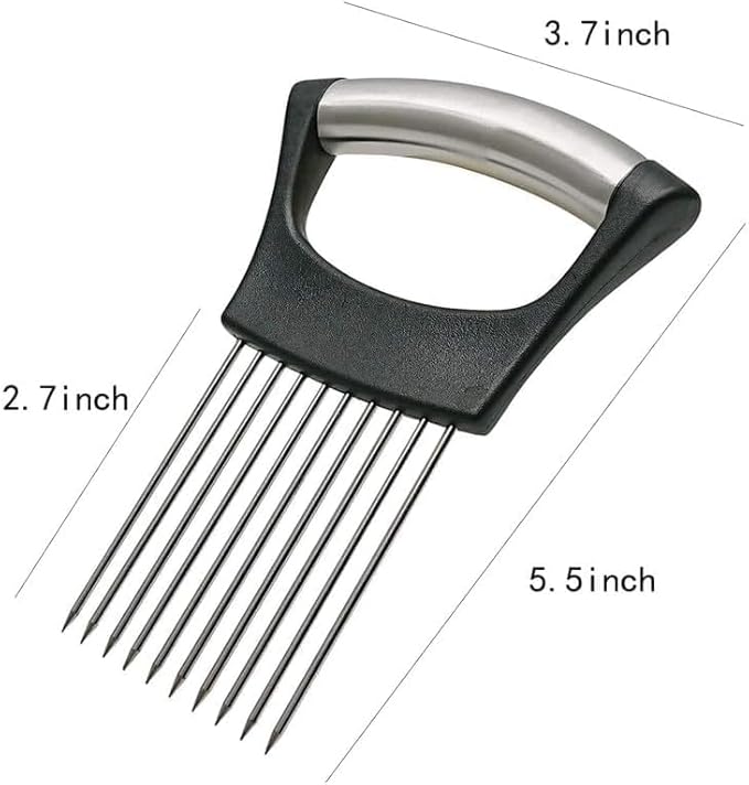 Upgrade Onion Holder for Slicing, Stainless Steel Lemon Slicer Onion Cutter for Slicing, Vegetable Cutter for Potato and Tomato, Avocados, Eggs, Meat, Kitchen Chopper Slicings Tool (Black A, 1PC)