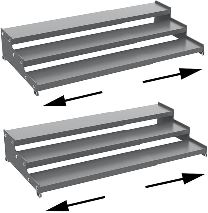 Expandable Carbon Steel Spice Rack Organizer for Pantry, Adjustable 3-Tier Ladder Shelf,Holds Up to 24 Cans,Kitchen Countertop Organizer, Rustproof Storage Rack for Spices, Cans, Sauces & Dry Goods