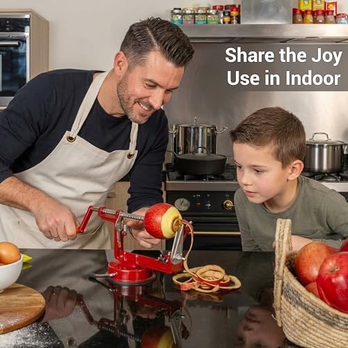 Apple Peeler - 3 in 1 Fruit Corer Cutter and Peeling Machine for Kitchen - Stainless Steel Apples Peelers & Cutters Tool - Easy to Peel and Spiralizer
