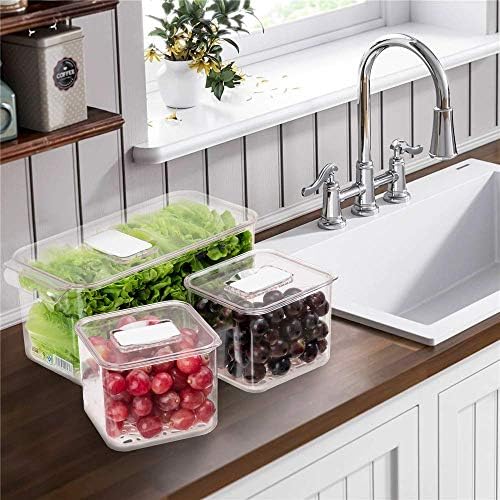 Fridge Produce Saver Food Storage Bin Containers, Refrigerator Food Fruit Vegetables storage Produce Saver Produce Saver Containers, Stackable Freezer Fridge