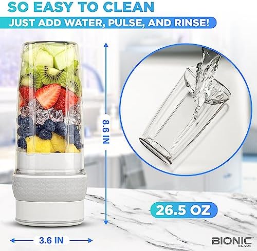 Bionic Blade Personal-Sized Blender 16.5 oz, BPA-Free, Cordless, Rechargeable 18,000 RPM Portable Blender for Shakes and Smoothies 8.6" Tall, Seen On TV - Image 5