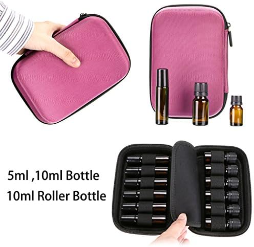 Hipiwe EVA Hard Shell Essential Oil Carrying Case Holds 12 Bottles, Pink - Image 4