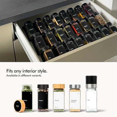 Spice Jars with Labels - 24x 4oz - Airtight Lids & BPA-Free - Bamboo