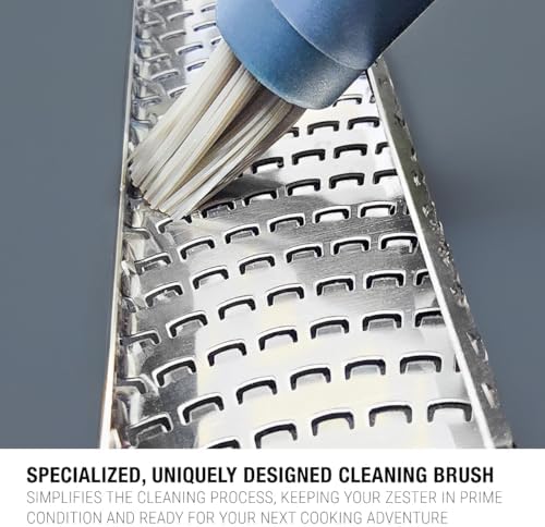 Microplane Home Series Zester & Cleaning Brush - Stainless Steel Citrus, Cheese, Ginger, Chocolate, Nutmeg Grater - Soft-Touch Handle - Made in USA - Rosemary Green