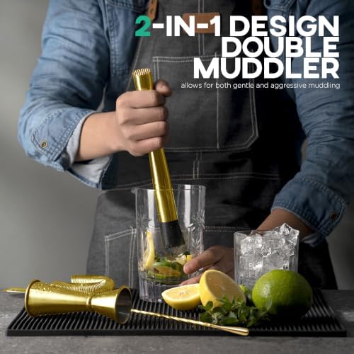 12 Pieces Boston Cocktail Shaker Set, Mixology Bartender Kit, Gold