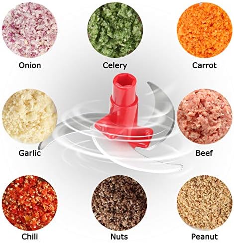 Cambom Manual Food Chopper Vegetable Chopper Hand Food Processor, Mixer, Blender, Whipper, Egg White Separator, Mincer, Grinder, Dicer with Clear Container 1200ml BPA Free Strong - Image 4