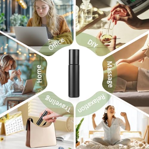 Kesell 10ml Glass Essential Oil Roller Bottles, 10-Pack Black - Image 6