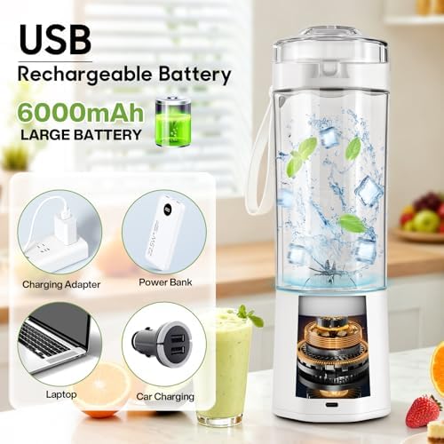 Upgrade 700 ML Portable Smoothie Blender, Rechargeable Blende -White - Image 7