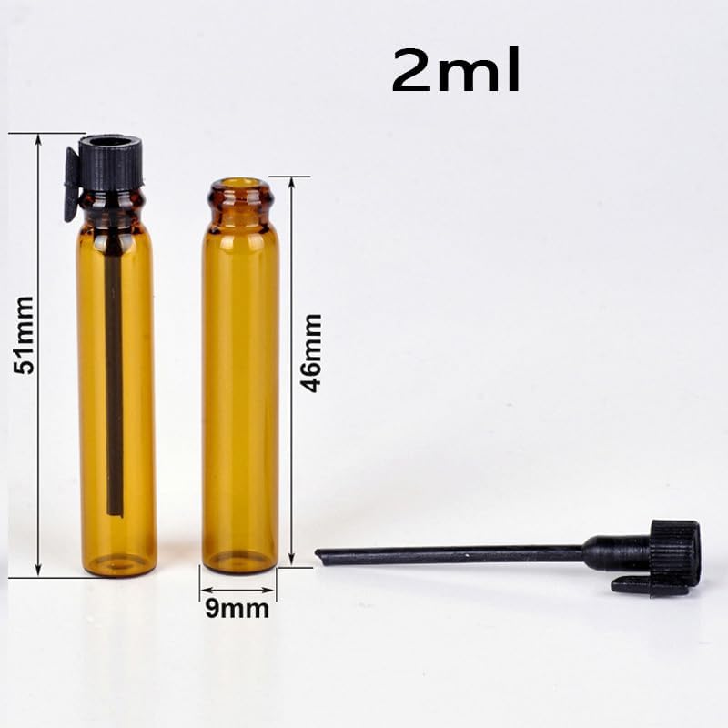 100 Dropper Bottles 2ML and10 Funnels Amber Glass Mini Small Empty Perfume Sample Bottles with Black Caps for Aromatherapy, Perfume Samples, Travel Size Liquid Storage - Image 4