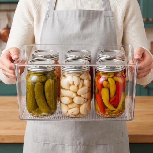 8 Clear Plastic Storage Bins for Pantry Organizer, Kitchen Cabinet