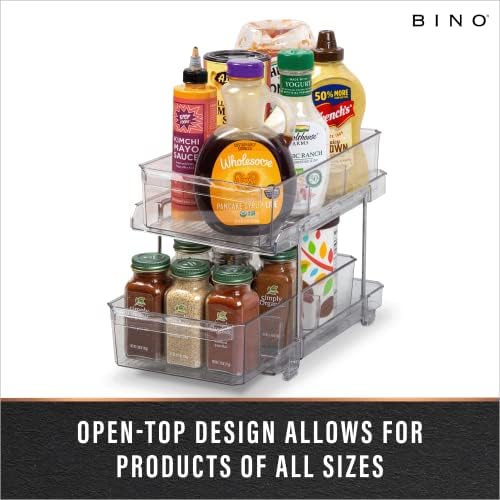 2 Tier Clear Storage Organizer with Dividers | Slide Out Drawer for Under Sink or Medicine Cabinet | Bathroom Closet, Vanity, Pantry Organizer | Under Cabinet Storage for Bathroom and Kitchen