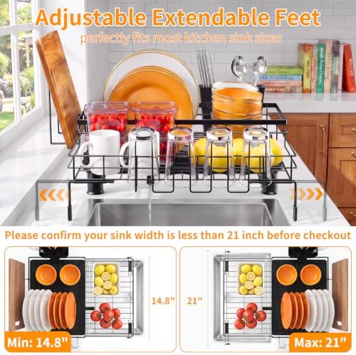 Expandable Dish Drying Rack, Stainless Steel Over Sink Dish Drainer