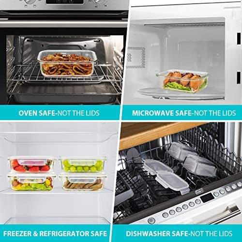6 Pack Glass Meal Prep Containers, Glass Food Storage Containers with Lids