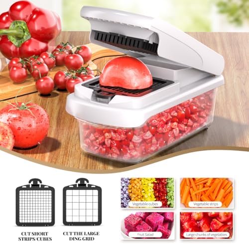 Multifunctional Vegetable Chopper and Slicer with 7 Blades Onion Dicer Food Cutter for Potato Carrot Garlic Fruit Salad Dicing Shredding Slicing - Image 4