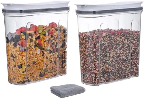 Cereal Containers Storage Set, Airtight Food Storage Container with Lid 3.5L,2PCS BPA-FREE Plastic Pantry Organization Canisters for Rice Cereal Flour Sugar Dry Food in Kitchen…
