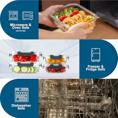 10 Pack Glass Meal Prep Containers with Lids