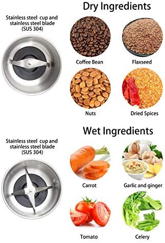 DR MILLS DM-7412M Stainless Steel Electric Dried Spice and Coffee Grinder,2 in 1 Wet and Dry, Detachable Cups, Dishwasher Safe - Image 4