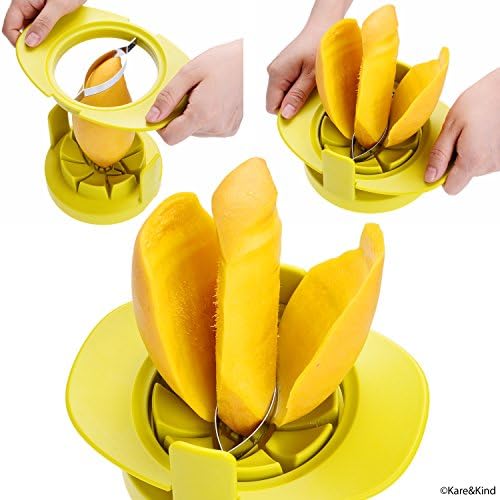 Apple/Tomato/Mango Cutters - Set of 3 - Sturdy Base keeps Fruit/Vegetable in Place - Also keeps Cutters Organized - Razor Sharp Stainless Steel Saw Blades - Quick - Easy