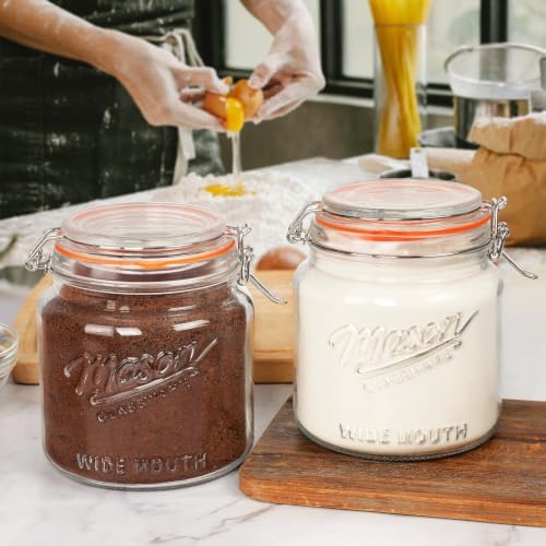 64 oz Mason Jars with Lids, 2 Pack Half Gallon Glass Jars