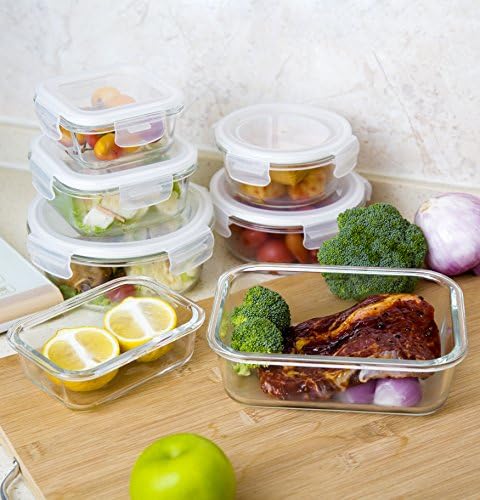 18 Piece Glass Food Storage Containers with Snap Locking Lids for Meal Prep