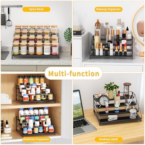 4 Tier Spice Rack Organizer for Cabinet, Depth Adjustable Spice Rack,1 Pack