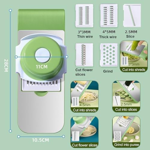 Multifunction Vegetable Cutter, Adjustable 5-in-1 Vegetables Chopper, Mandoline Slicer for Vegetables, Multi-Purpose Kitchen Gadgets Slicer Cuts Set(B) - Image 4