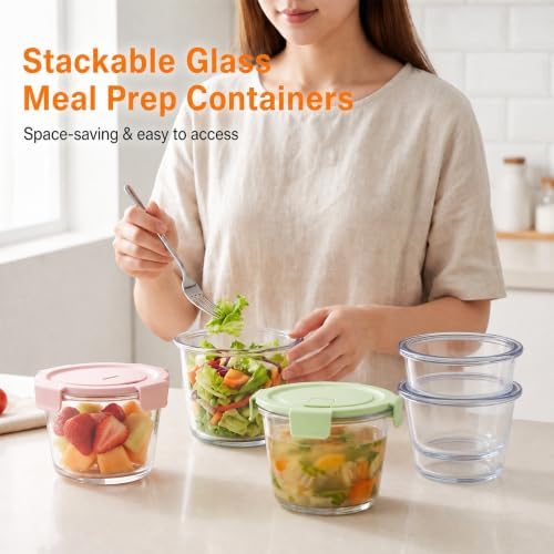 6 Pack 3 Cup/23oz Glass Soup Containers with Lids, Meal Prep Containers